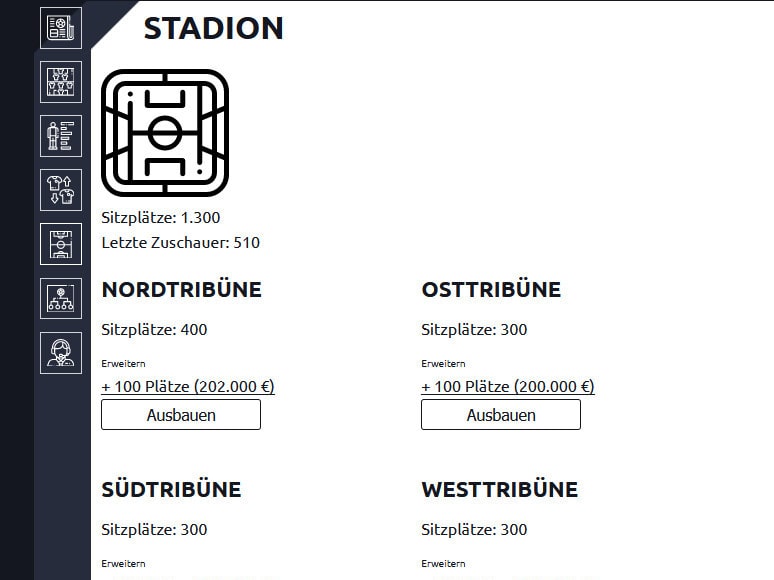 Anpfiff Onlinespiel Stadion ausbauen