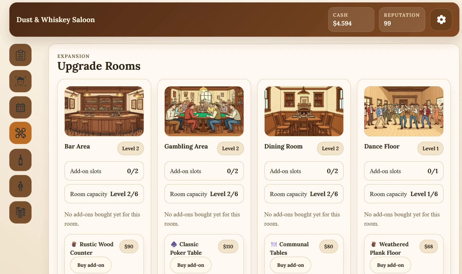 Dust & Whiskey Saloon - Räume ausbauen